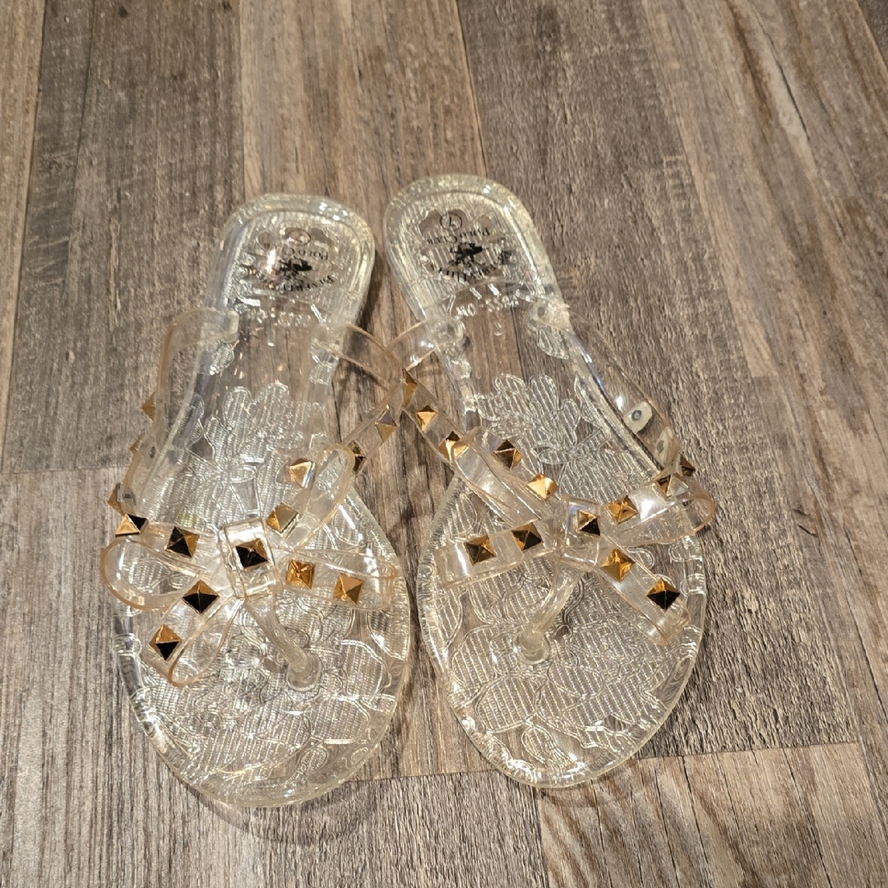 Beverly Hills Polo Club Clear Bow Studded Sandals Size‎ 7 - Picture 2 of 9